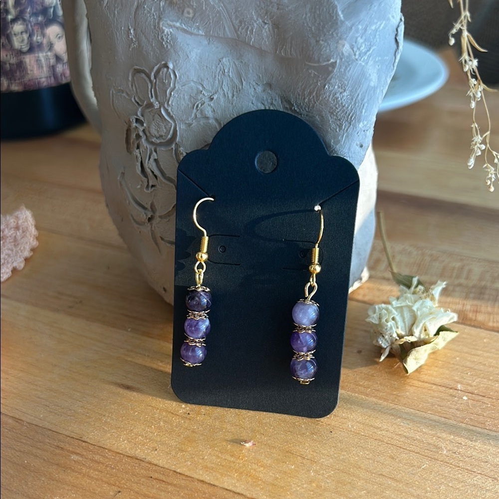 Elegant Purple Beaded Earrings